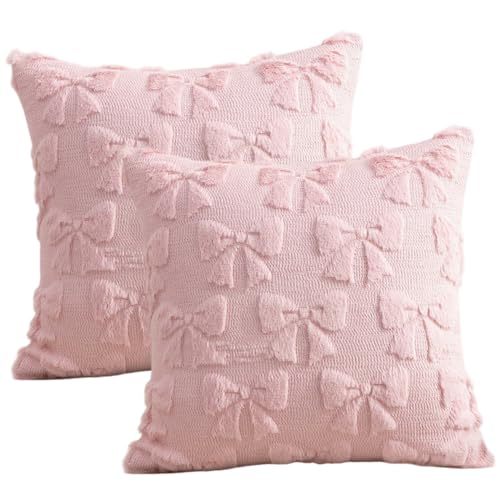 Bogenkissenabdeckungen, 2pcs Plüsch dekorativ für Mädchenbett, Sofa, Raumdekor, Soft/ 18x18 Zoll Bogenkissenabdeckungen, 2pcs Plüsch dekorativ für Mädchenbett, Sofa, Raumdekor, Soft/ 18x18 Zoll von Licsaliwe