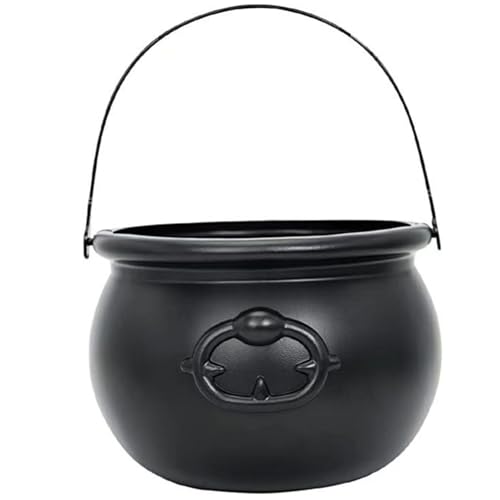 Cauldron Pot, 2, 6 -l -Kapazität Hexen Kessel mit Griff, Plastik Halloween Candy Bowl, 7, 7 tragbarer schwarzer Kessel für Party, Halloween Dekorationen von Licsaliwe