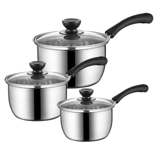 Edelstahl -Stahl -Topf -Set (16/18/20 cm), 3pcs verdickte Kochgeschirr mit Deckel und Griff für die Heimküche von Licsaliwe
