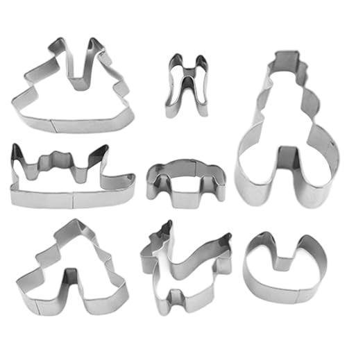 Edelstahl -Weihnachtskekse Cutter Set, 8pcs 3d Schneemann Rentier Schlittenbaum Backformen für Urlaub von Licsaliwe