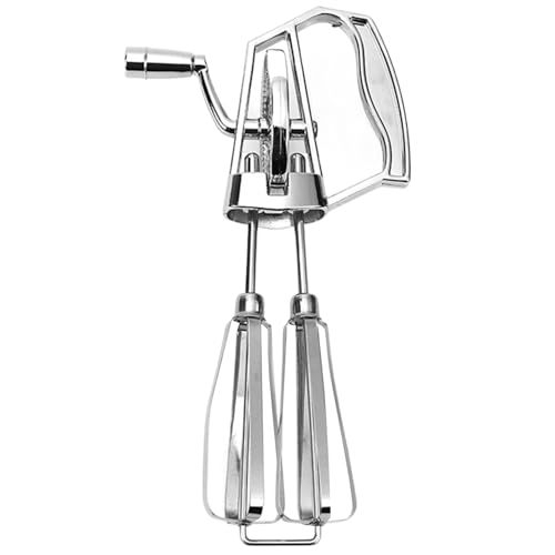 Eierschläger Handkurbel, Edelstahl Manuelle Handmischer geplattet Eierschläger mit 2 Mixerkopf, Küchenwerkzeuge zum Kochen des Backens/ 5, 5x10in von Licsaliwe