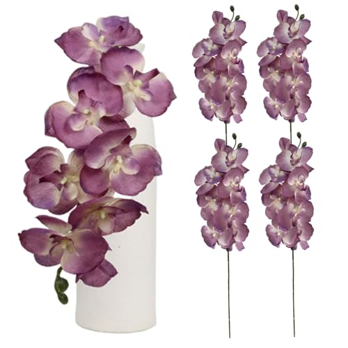 Faux Orchideenstämme, 4pcs lebensee lila Blüten, Seidenblumen für Töpfe Vase Decor/ 28 Zoll von Licsaliwe