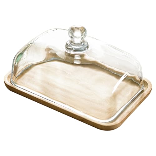 Glasbutterschale mit Deckel, 7x4 Quadrat mit Bambusschale für Arbeitsplatte, Kühlschrank Glasbutterschale mit Deckel, 7x4 Quadrat mit Bambusschale für Arbeitsplatte, Kühlschrank von Licsaliwe