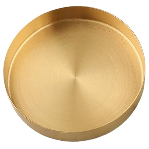 Gold Round Tablett, 5 Zoll Edelstahl plattiert dekoratives Tablett für Eitelkeitsbad Parfümeingang von Licsaliwe