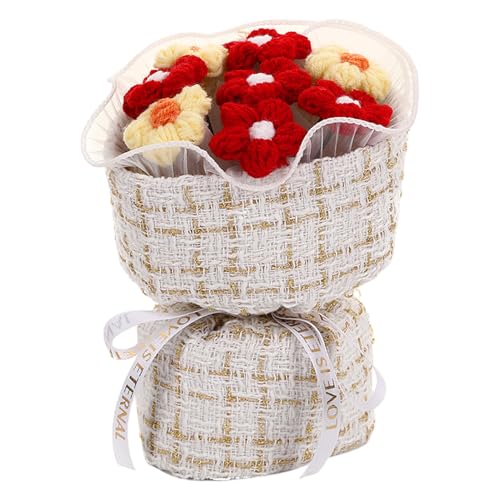 Häkelblumenstrauß rot, gestrickter Blumenstrauß mit Wickel zum Valentinstag, Jubiläum, Geburtstag Häkelblumenstrauß rot, gestrickter Blumenstrauß mit Wickel zum Valentinstag, Jubiläum, Geburtstag von Licsaliwe