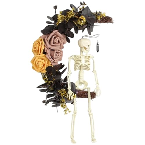 Halloween -Kranz Rose mit Skelett, Monddesign für Haustür, Wand, Innen im Freien, Gotik von Licsaliwe