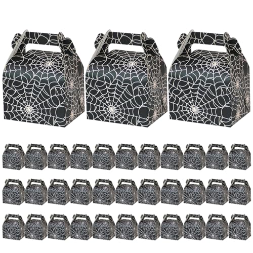 Halloween Treat Boxen, 36pcs Spider Web Cardboard Goodie Box für Süßigkeiten, Kekse, Partyzubehör, Schwarz von Licsaliwe