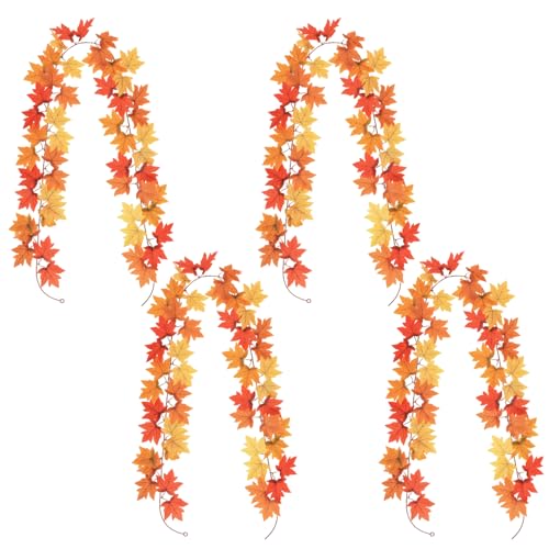 Herbstblätter Girlande, 4pcs künstliche Seide Halloween Hanging Reben für Haustür, Tisch, Wand/ 79 Zoll von Licsaliwe