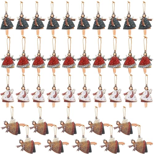 Hölzerne Weihnachtsschmuck, 40pcs 4 Styles Angel Tree Advent Kalender Füllstoffe/1, 6x2, 4 Zoll von Licsaliwe