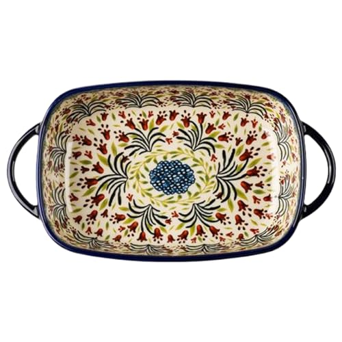 Keramik -Backform, 1900 ml Rechteckofen Safe Lasagne -Pfanne mit Griffen, Blütendruck Keramik -Backform, 1900 ml Rechteckofen Safe Lasagne -Pfanne mit Griffen, Blütendruck von Licsaliwe