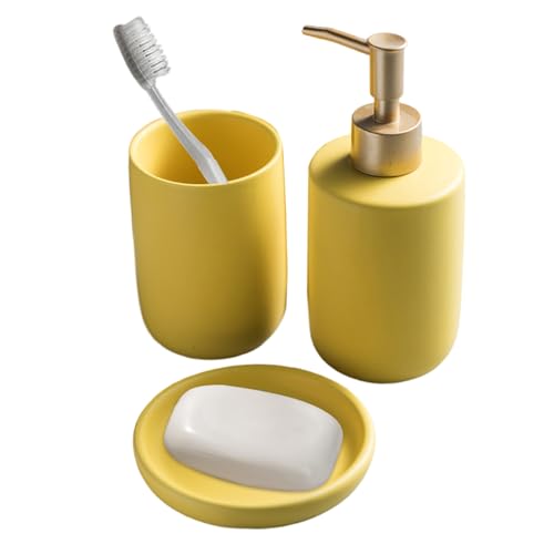 Keramik -Seifenspender -Set, 3PCS -Badzubehör mit Lotionpumpe, Zahnbürstenhalter und Seifenschale, Hotelstil -Arbeitsplatte Organizer Keramik -Seifenspender -Set, 3PCS -Badzubehör mit Lotionpumpe, Zahnbürstenhalter und Seifenschale, Hotelstil -Arbeitsplatte Organizer von Licsaliwe