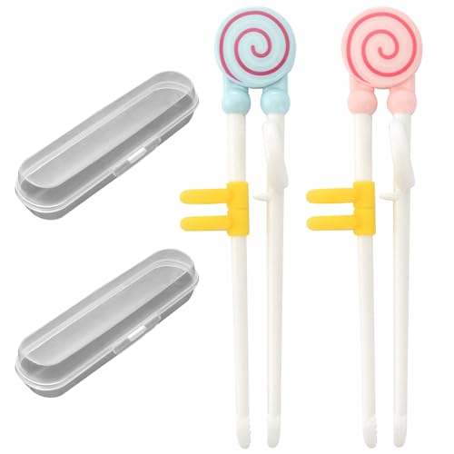 Kinder -Trainingstiele, 2 Paare Cartoon Cat Helfer mit Fall, Lernpraxisutensilien für Anfänger, sicheres Material (B) von Licsaliwe