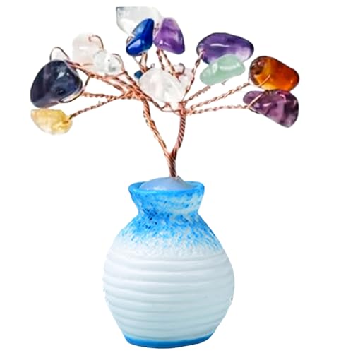 Kristallbaum, farbenfroher Mini -Chakra -Baum mit Vase für Zuhause, Büro, Feng Shui von Licsaliwe