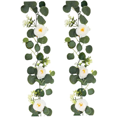 Künstliche Eukalyptus -Garland, 2pcs mit Blumen für Hochzeit, Frühlingshaus, Tischdekor, 6 Fuß Künstliche Eukalyptus -Garland, 2pcs mit Blumen für Hochzeit, Frühlingshaus, Tischdekor, 6 Fuß von Licsaliwe