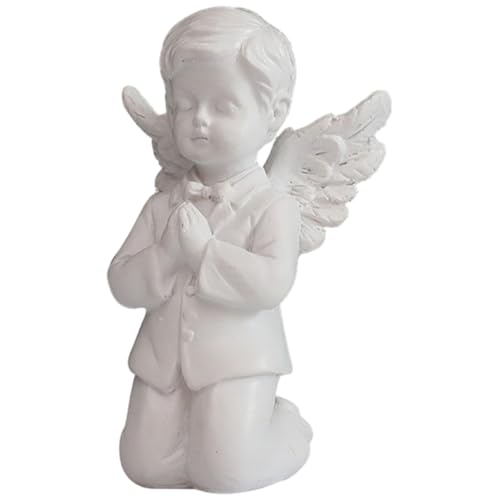 Licsaliwe Beting Engelsstatue, Harzgedenks -Cherub -Skulptur mit für Hausgarten im Freien Religiöse Geschenk (Junge) von Licsaliwe