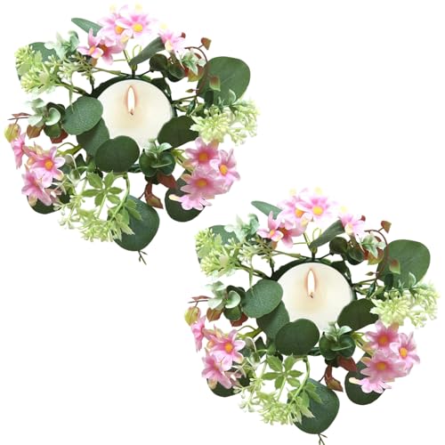 Licsaliwe Blumenkerzenringe, 2pcs künstliche Federkränze für Tischzentrum, Dekor/9, 8 Zoll Licsaliwe Blumenkerzenringe, 2pcs künstliche Federkränze für Tischzentrum, Dekor/9, 8 Zoll von Licsaliwe