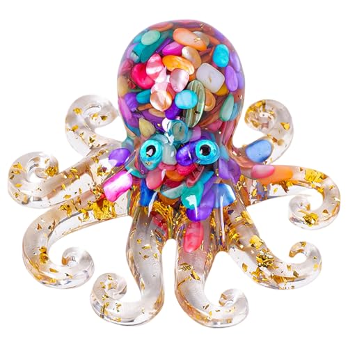 Licsaliwe Crystal Octopus Figur, dekorative Schreibtischverzierung für Home Office Car Armaturenbrettgeschenk/4, 1 Zoll (farbenfroh) von Licsaliwe