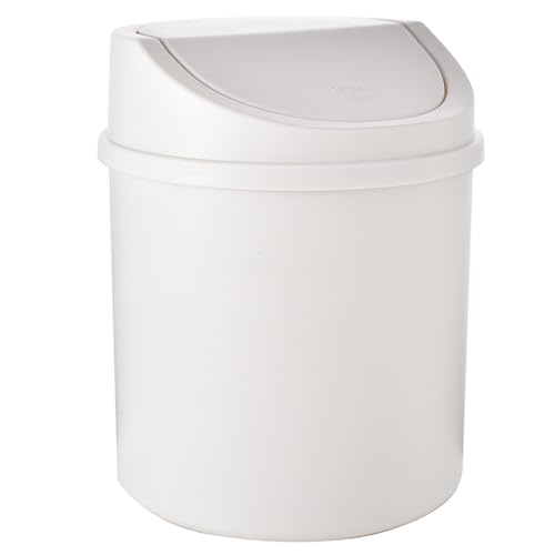 Licsaliwe Desktop -Mülleimer mit Swing Deckel, abnehmbarer waschbarer PP -Bin für Büro, Wohnheim, Hotel/ 7x5 (Beige) von Licsaliwe