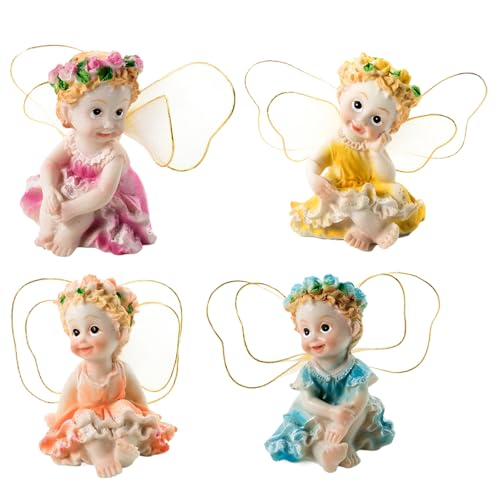 Licsaliwe Feen -Figuren Set, 4PCS Synthetische Harz Mini -Fairy -Statuen für Garten Bonsai Outdoor Home Decor (Sitzung) von Licsaliwe