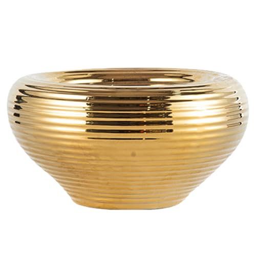 Licsaliwe Gold Keramikpflanztopf, 9, 1-Zoll-Runde Nicht rutscher Blütenpflanzgefäß für Innenkolben & Bürodekor (Style2) von Licsaliwe