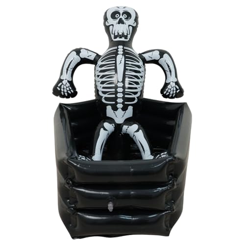 Licsaliwe Halloween Kühler schwarzer Schädel PVC, aufblasbare Eisbahnen mit Anti-Leakage für Partys Yard, BBQ, Pool von Licsaliwe