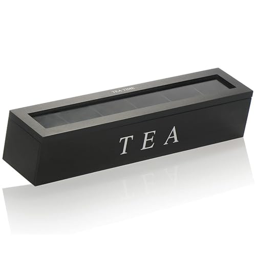 Licsaliwe Holzschachtel Organizer mit 5 Fächern, staubdichtem Teebeutel Aufbewahrungscaddy mit transparentem Deckel, für Kaffeemilchtaschen Licsaliwe Holzschachtel Organizer mit 5 Fächern, staubdichtem Teebeutel Aufbewahrungscaddy mit transparentem Deckel, für Kaffeemilchtaschen von Licsaliwe