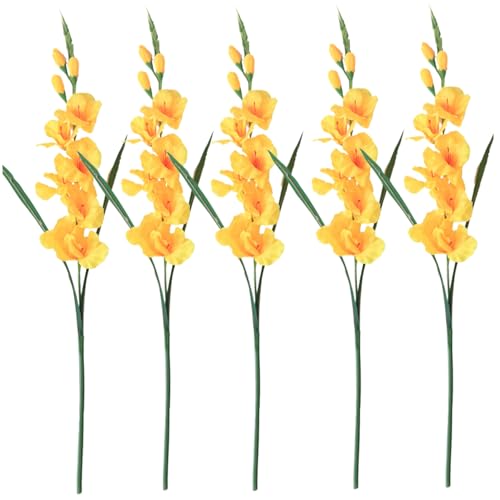 Licsaliwe Künstliche Gladiolusblüten, 5pcs STEM realistische Faux Gladiolus, 25, 6 Lange gelbe dekorative Blumen für Hochzeitsdekoration zu Hause Licsaliwe Künstliche Gladiolusblüten, 5pcs STEM realistische Faux Gladiolus, 25, 6 Lange gelbe dekorative Blumen für Hochzeitsdekoration zu Hause von Licsaliwe