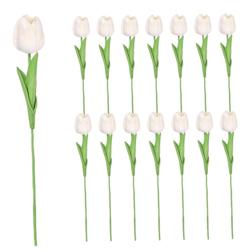 Licsaliwe Künstliche Tulpen, 15pcs 13in Real Touch PU Plastik Kunstblumen für Hochzeits- und Heimdekoration (weiß) von Licsaliwe