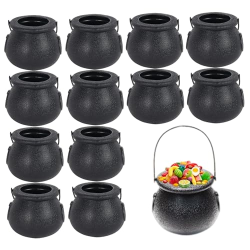 Licsaliwe Mini Cauldron, 12 Stück Plastik Witches Candy Bowl für Halloween -Trick- oder Behandlungsfeier/ 2, 8 x 2, 4 Zoll von Licsaliwe