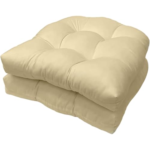 Licsaliwe Outdoor -Stuhlkissen 2PCS 19x19, wasserdichte Polyester -Sitzpolster mit Füllung für Terrasse (Khaki) von Licsaliwe