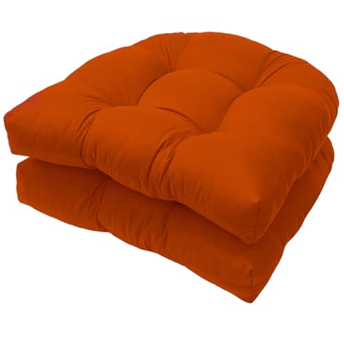 Licsaliwe Outdoor -Stuhlkissen 2PCS 19x19, wasserdichte Polyester -Sitzpolster mit Füllung für Terrasse (Orange) von Licsaliwe