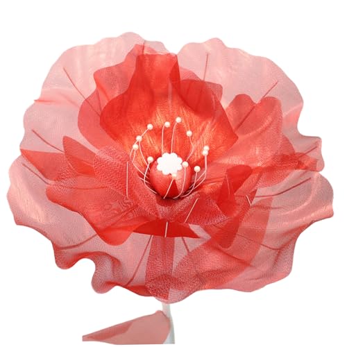Licsaliwe Riesiger Organza Blumenkopf 20, künstliche Perlenperlenblumendekor für Hochzeit & Foto -Requisite (rot) von Licsaliwe
