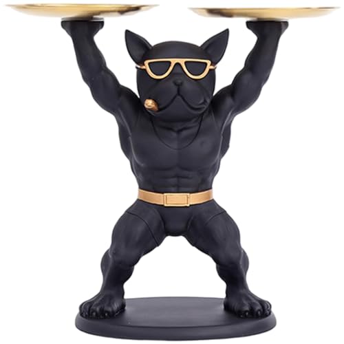Licsaliwe Schlüsselschale, Harz -Bulldog -Statue mit Basi von Licsaliwe