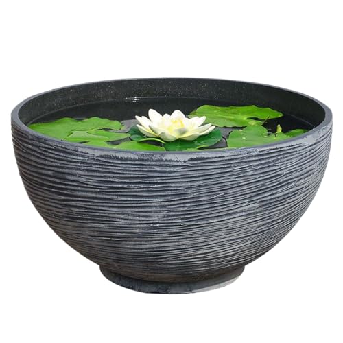 Licsaliwe Schwimmender Lotus -Pflanzen -Topf, großer runder Wasserlily -Pflanzer für Schreibtisch Wohnzimmer Bankett/ 14 x 7 Zoll (grau) von Licsaliwe