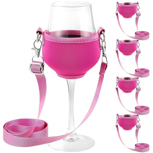 Licsaliwe Verstellbarer Weinglas Lanyard, 4PCS tragbare Halsgurthalter für Hochzeits Geburtstagsfeier Picknick -Events von Licsaliwe