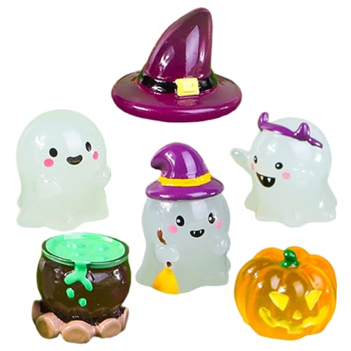 Mini -Halloween -Figuren, 6pcs leuchten im dunklen Harz für Partybevorzugungen, Puppenhausdekor, Mikrolandschaft von Licsaliwe
