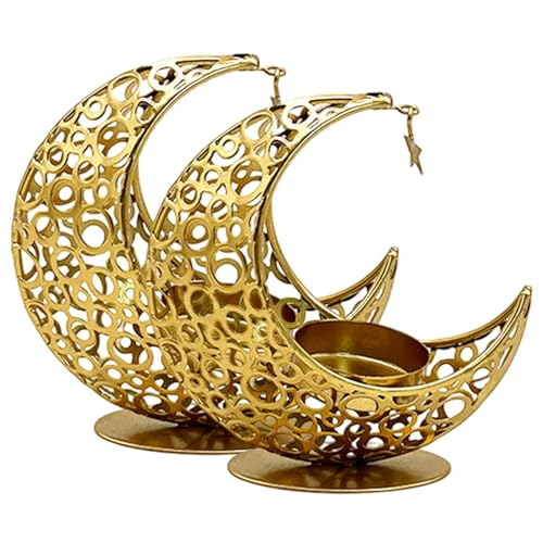 Mondkerzenhalter, 2pcs Hohleisen -Teelichthalter für Tisch, Ramadan Decor/ 4x4x2 Zoll Mondkerzenhalter, 2pcs Hohleisen -Teelichthalter für Tisch, Ramadan Decor/ 4x4x2 Zoll von Licsaliwe