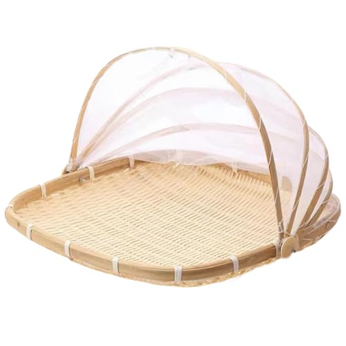 Obstkorb, quadratisch gewebter Bambusbrotkorb mit Deckel, Mesh Weidenfutter, die Zeltkörbe mit Abdeckung für Picknick, Gemüse, Obst, Mahlzeiten/15x15 in von Licsaliwe