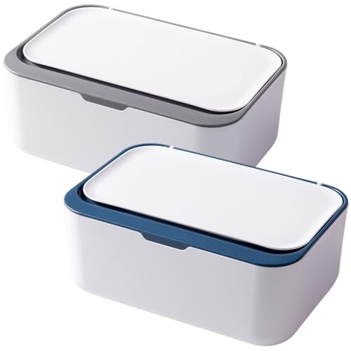 Plastikfeuchttücher Dispenser, 2pcs Leckdosen-Deckel-Tissue-Box mit Rutschbasis für Bürohaus/ 7, 5 x 5 Zoll von Licsaliwe