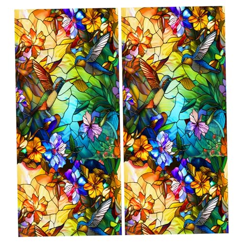 Privacy Fenster Film, 2pcs Selbstklebende Blumen- und Vogel-PVC-Film 18x39, für Wohnzimmer, Badezimmerfenster von Licsaliwe