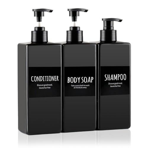 Pumpenflaschenspender 3PCs, Conditioner Body Wash Shampoo Spender mit Etikett für Duschhaus Hotel 500 ml Pumpenflaschenspender 3PCs, Conditioner Body Wash Shampoo Spender mit Etikett für Duschhaus Hotel 500 ml von Licsaliwe