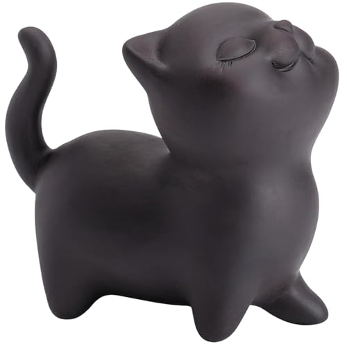 Purple Clay Cat Tee -Haustier, süße glückliche Statue, Kung Fu Tee Tablettdekor, Keramik Haustiere, Liebhaber Geschenk Home Office Schreibtisch Feng Shui Ornament/3.1x1.7x2, 8 Zoll von Licsaliwe