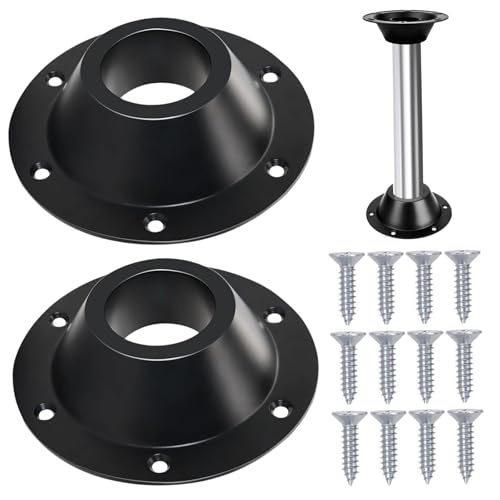 RV -Tisch -Basis -Halterung 2PCs, Aluminium mit 6 Befestigungslöcherschrauben für 2, 25 Tischbein Ersatzschwarz von Licsaliwe