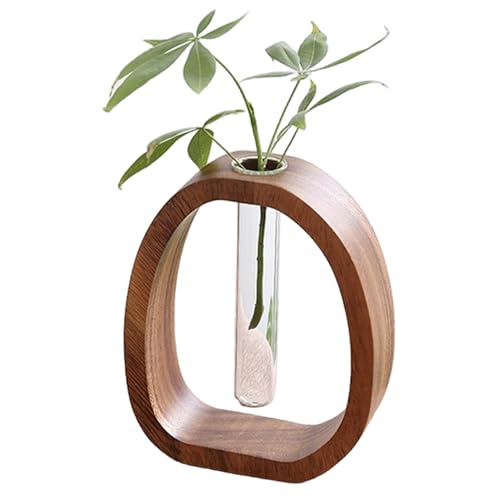 Reagenzglasvase mit Holzbasis, Borosilikat -Glasblume -Vase für hydroponische Pflanzenarrangements Wohnkultur/ 5x6 Zoll Reagenzglasvase mit Holzbasis, Borosilikat -Glasblume -Vase für hydroponische Pflanzenarrangements Wohnkultur/ 5x6 Zoll von Licsaliwe