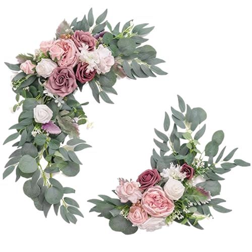 Rosenblumen -Swag, 2pcs künstliche Hochzeitsbogengrün, rustikale Zeremonie Türdekoration Rosenblumen -Swag, 2pcs künstliche Hochzeitsbogengrün, rustikale Zeremonie Türdekoration von Licsaliwe