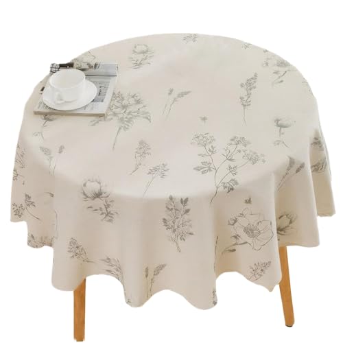 Runde Tischdecke mit einem Durchmesser von 59 Zoll, staubdichtem Anti-Falten-Blumen-Tischabdeck Runde Tischdecke mit einem Durchmesser von 59 Zoll, staubdichtem Anti-Falten-Blumen-Tischabdeck von Licsaliwe