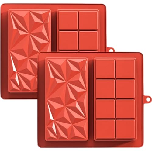 Schokoladen-Silikonform, 2pcs Multi-Grid-Lebensmittel-Grade Easy Freisetzung, für Eiswürfel, Süßwarenstange, Backen (Stil 1) von Licsaliwe
