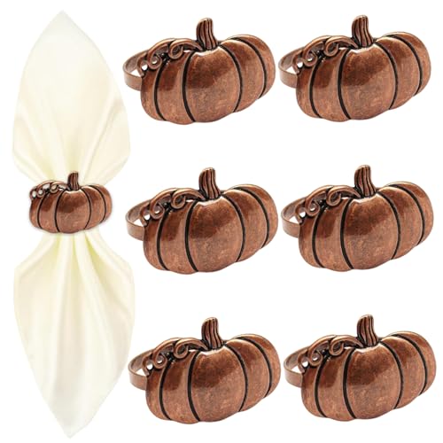 Serviettenringe Set von 6, Vintage -Kürbishalter für Halloween -Esstischdekoration von Licsaliwe