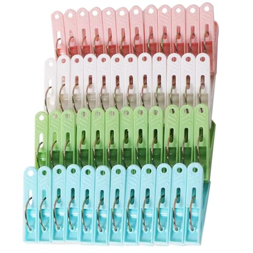 Wäschestifte, 48pcs Hochleistungs -Plastikstifte mit Federn, Winddicht für Socken, Handtücher, Snacksäcke von Licsaliwe