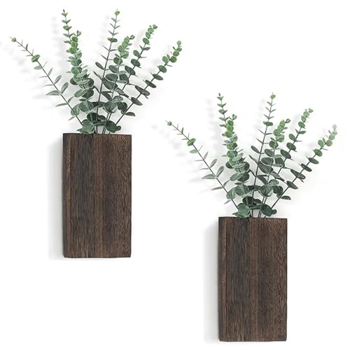 Wandpflanzer, 2pcs Holzhängevase mit künstlichem Eukalyptus für Schlafzimmer, Wohnzimmer, Büro Wandpflanzer, 2pcs Holzhängevase mit künstlichem Eukalyptus für Schlafzimmer, Wohnzimmer, Büro von Licsaliwe